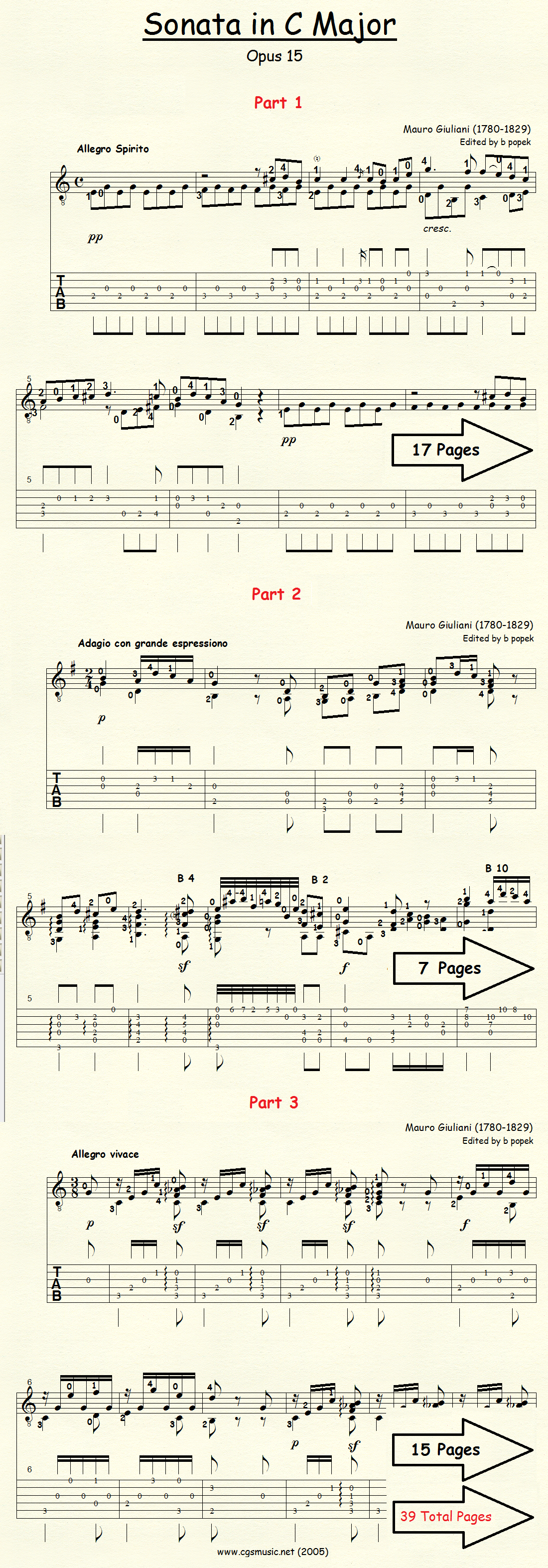 Sonata in C Major Op 15 by Giuliani preview